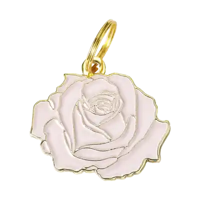 pink rose pet id tag