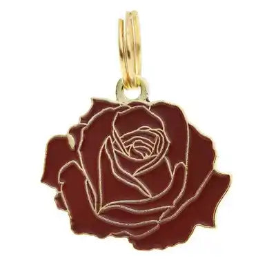 two tails rose pet id tag - red / gold