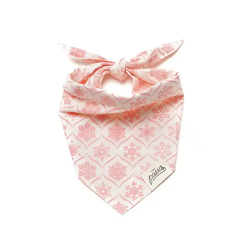 dog bandana with pink snowflakes