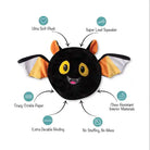 durable bat dog toy diagram