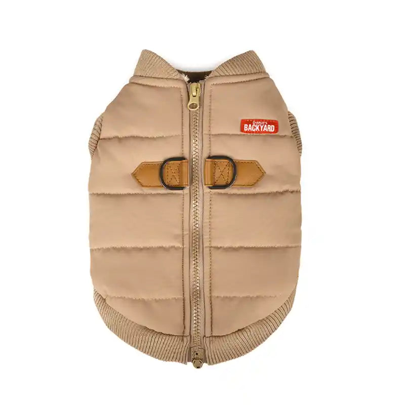 padded harness jacket zipper back