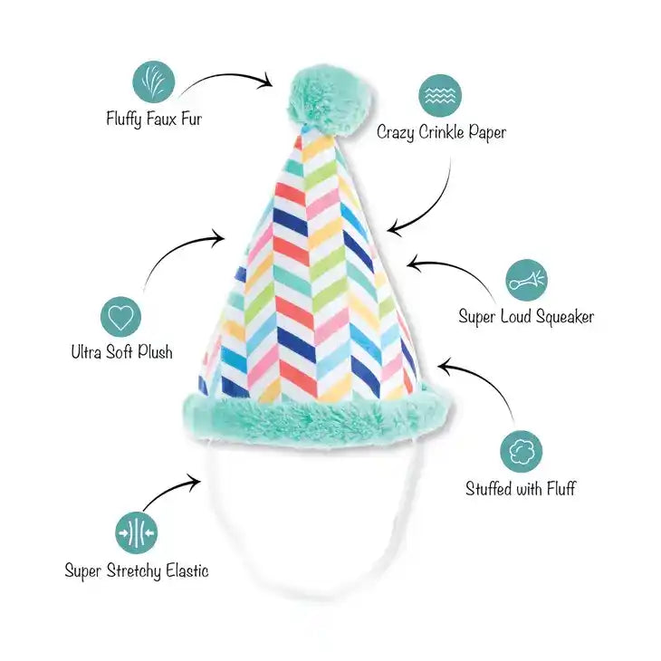 birthday hat plush dog toy diagram