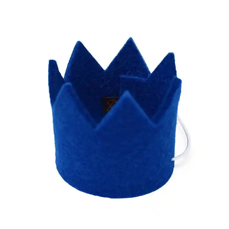 felt blue party pet crown styled