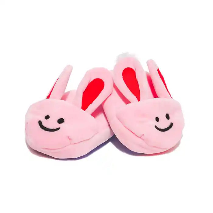 squeaky pink bunny slippers dog toy