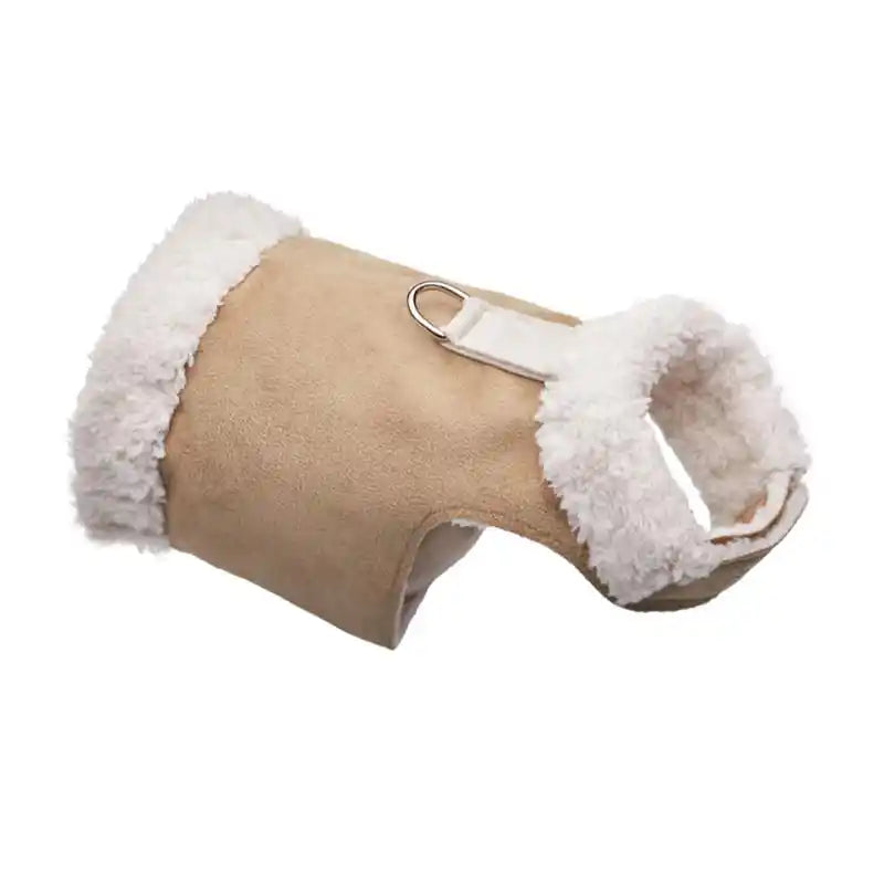 Susan Lanci Camel Bowzer Shearling Ultrasuede Winter Dog Coat