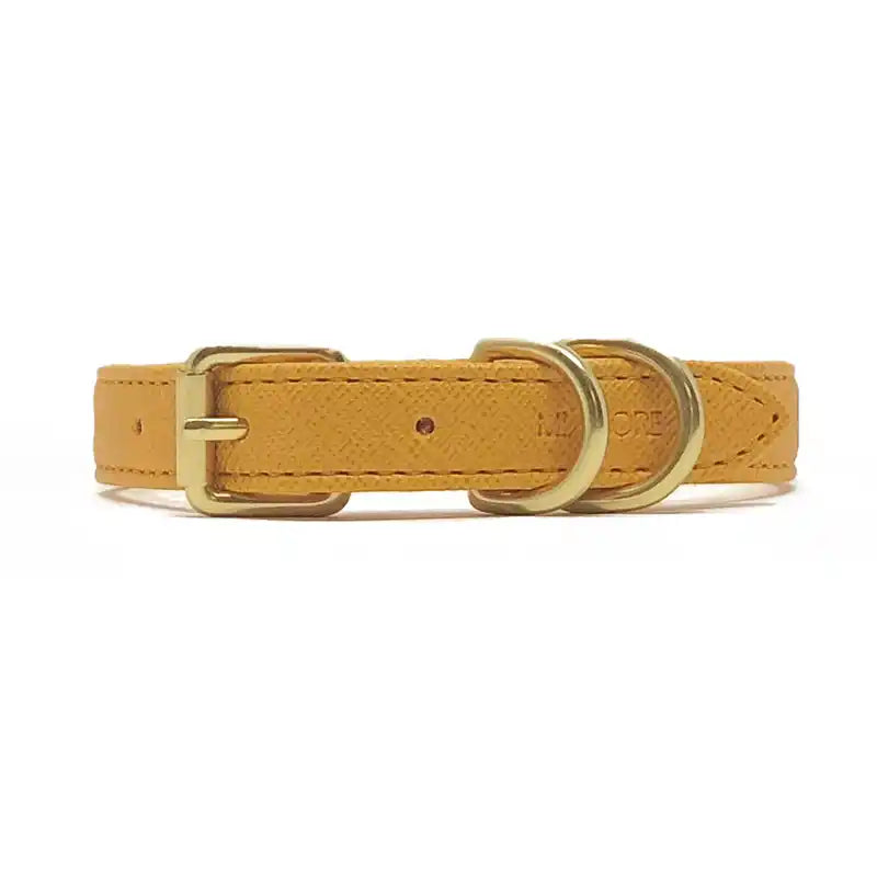 mustard saffiano faux leather luxury dog collar