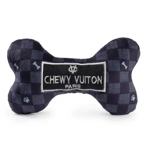 chewy vuiton black checker plush dog bone toy