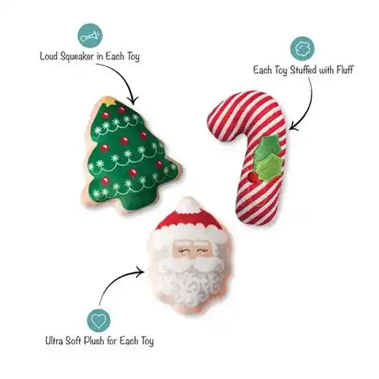Dear Santa Small Plush Dog Toys - Set Of 3
