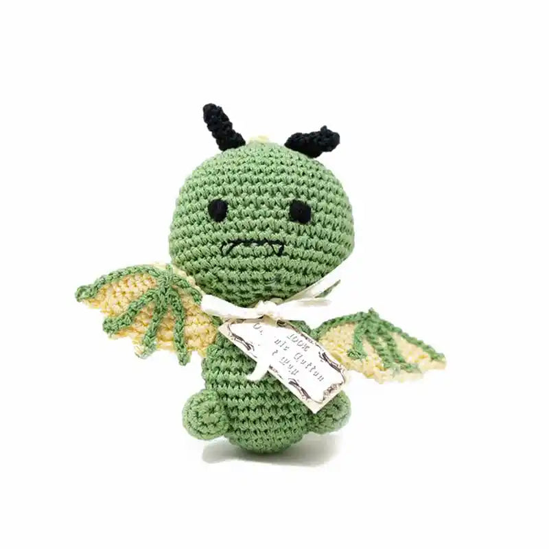cute dragon organic knit squeaky small dog toy