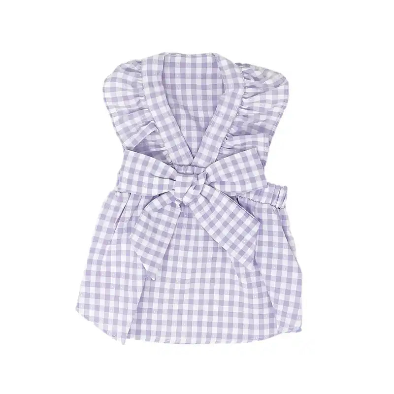lavender purple gingham dog dress 