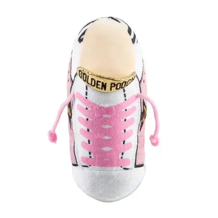 pink golden pooch dog toy - top view