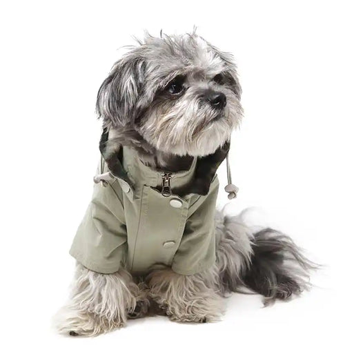 Moss Green Dog Waterproof Rain Jacket with Camo Fleece Lining
