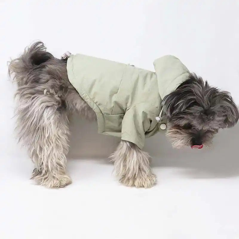 Moss Green Dog Waterproof Rain Jacket with Camo Fleece Lining