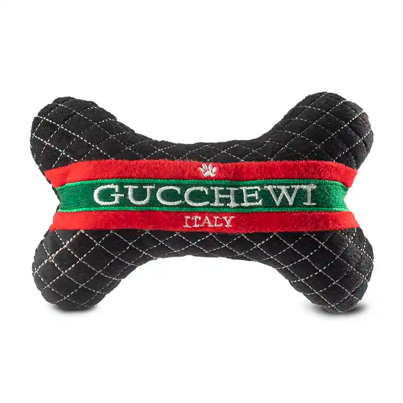 gucchewi bone squeaky plush dog toy