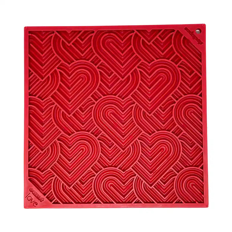 red hearts pet lick mat large