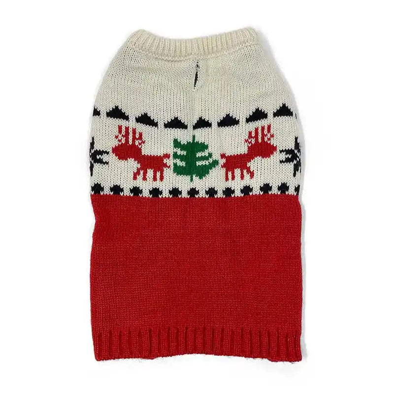 red apres ski style dog sweater