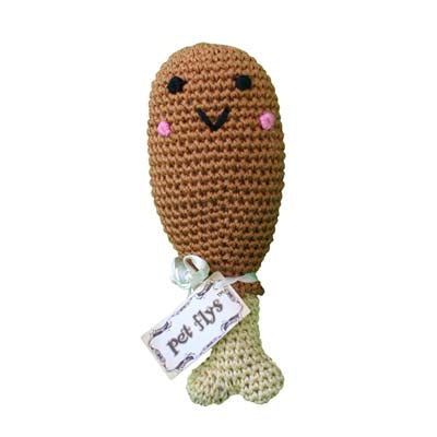 Chicken Drumstick Organic Knit Squeaky Small Dog Toy