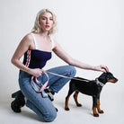 saint rue le classic collar with rose emblem and gold antique / matte black hardware