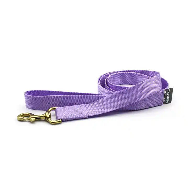 purple lilac nylon dog leash with brass clip