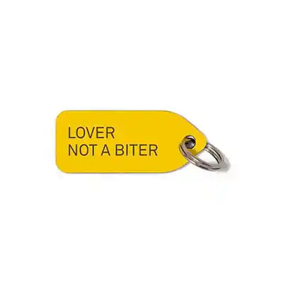 growlees "lover not a biter" dog charm yellow