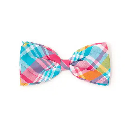 preppy plaid dog bow tie