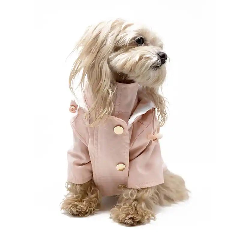 Blush Pink Waterproof Raincoat with Tie Dye Fleece Lining