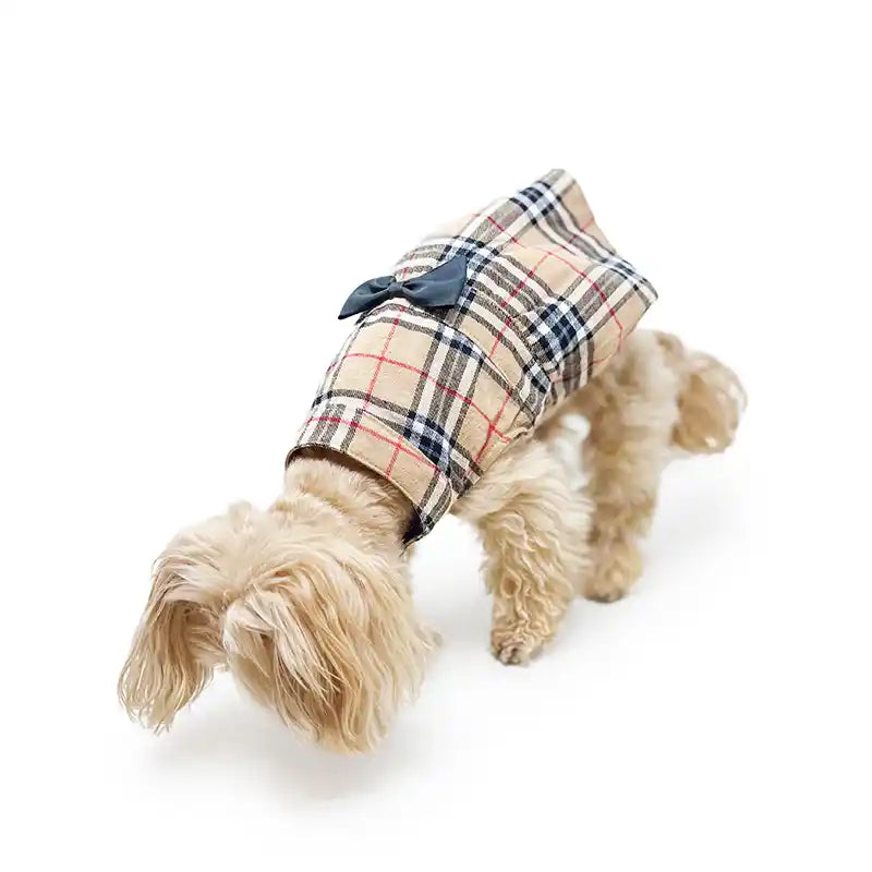 tan plaid dog dress
