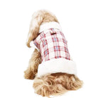 pink plaid shearling dog jacket