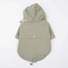 Moss Green Dog Waterproof Rain Jacket with Camo Fleece Lining back view