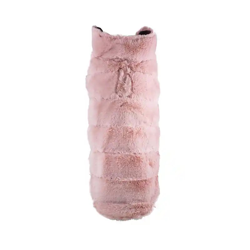 pink faux fur dog coat