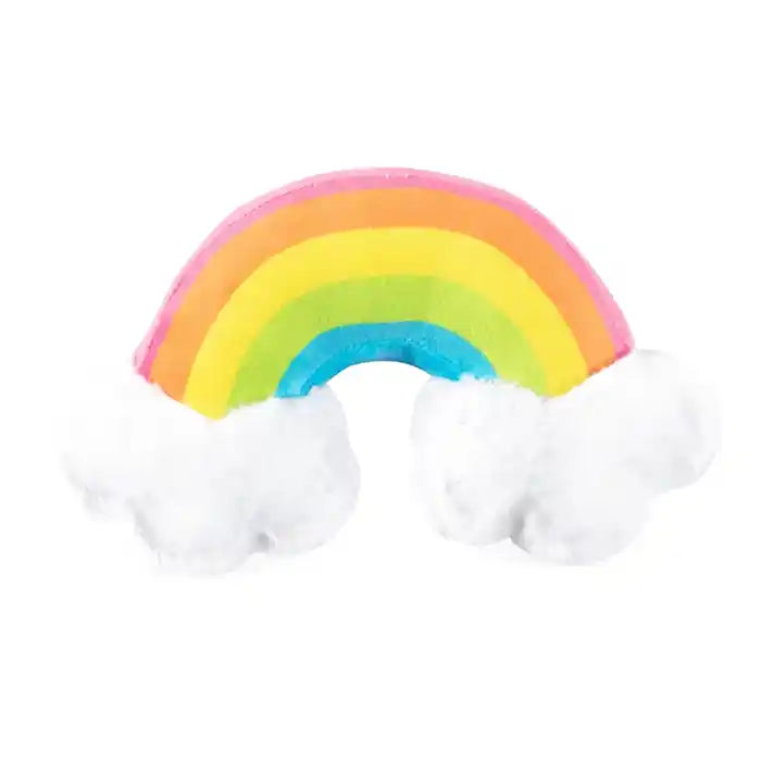 squeaky plush rainbow dog toy