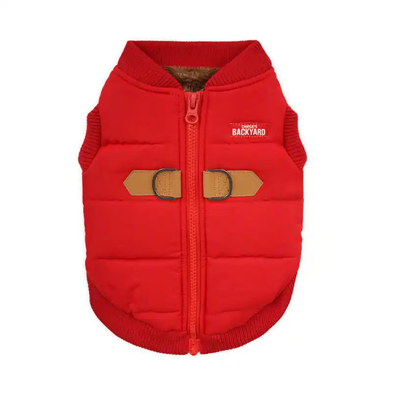 charlie's backyard padded harness jacket zipper back in red