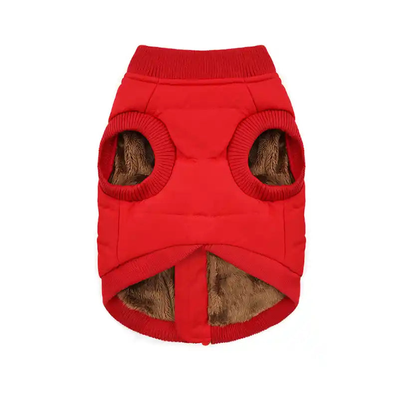 padded harness jacket front in red