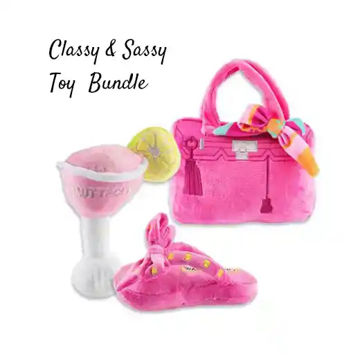 haute diggity dog parody pink dog toy bundle