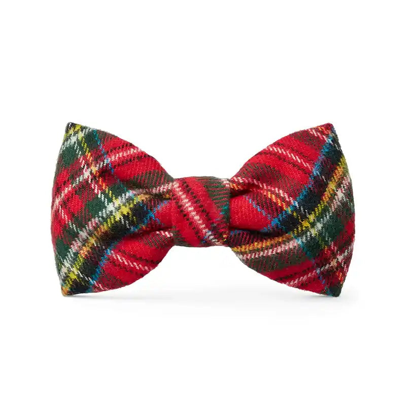 foggy dog tartan red plaid dog bow-tie