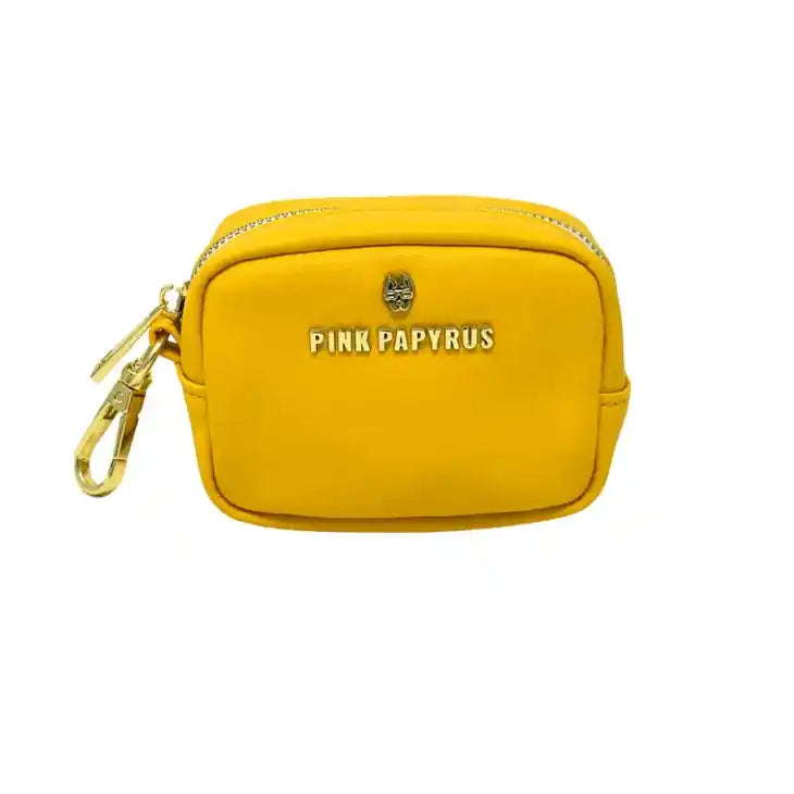 pink papyrus bff poop bag dispenser in yellow color